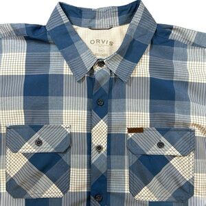 EUC Orvis Men's Classic Collection Blue Plaid Short Sleeve Shirt-XXL